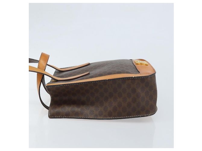 Céline Bolso de mano de lona Macadam CELINE en cuero PVC marrón dorado Auth BSZ508 Castaño - vista 4