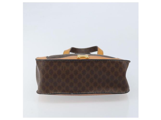 Céline Bolso de mano de lona Macadam CELINE en cuero PVC marrón dorado Auth BSZ508 Castaño - vista 5