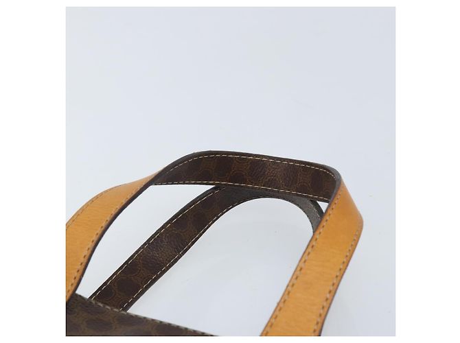 Céline Bolso de mano de lona Macadam CELINE en cuero PVC marrón dorado Auth BSZ508 Castaño - vista 8