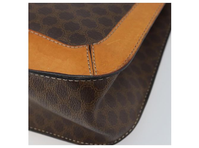 Céline Bolso de mano de lona Macadam CELINE en cuero PVC marrón dorado Auth BSZ508 Castaño - vista 9