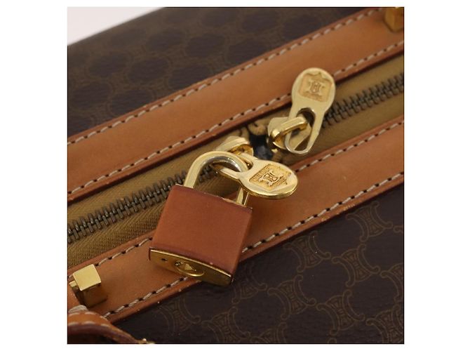 Céline Borsa Boston in tela Macadam CELINE in pelle PVC marrone e oro Auth mr2062 D'oro - vista 10