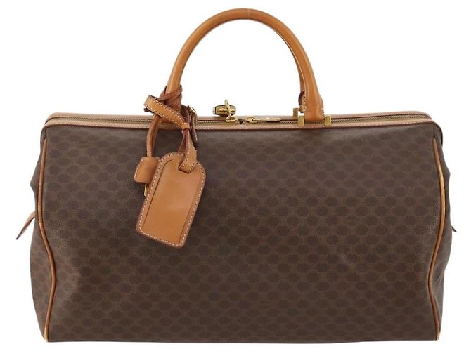Céline Borsa Boston in tela Macadam CELINE in pelle PVC marrone e oro Auth mr2062 D'oro - vista 13