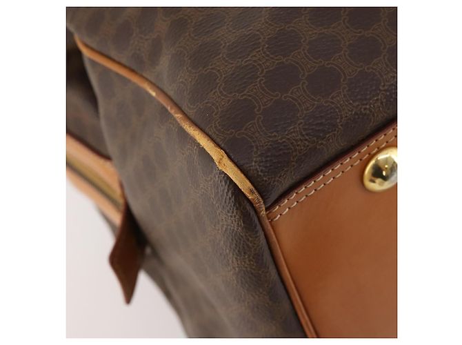 Céline Borsa Boston in tela Macadam CELINE in pelle PVC marrone e oro Auth mr2062 D'oro - vista 17