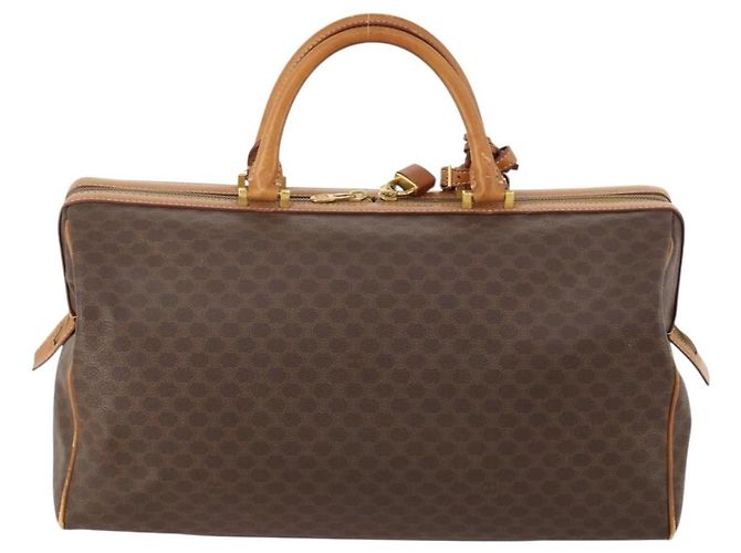 Céline Borsa Boston in tela Macadam CELINE in pelle PVC marrone e oro Auth mr2062 D'oro - vista 2