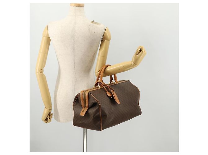 Céline Borsa Boston in tela Macadam CELINE in pelle PVC marrone e oro Auth mr2062 D'oro - vista 23