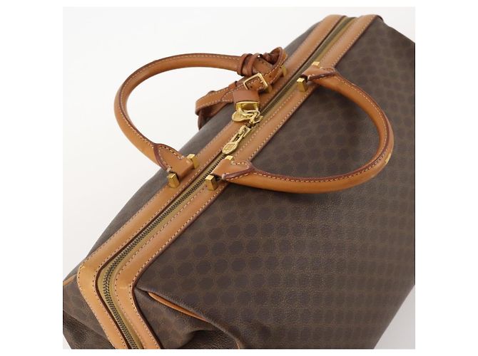 Céline Borsa Boston in tela Macadam CELINE in pelle PVC marrone e oro Auth mr2062 D'oro - vista 6
