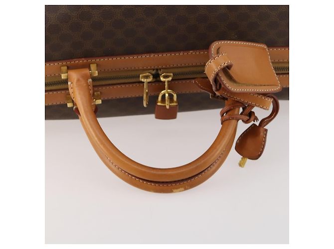 Céline Borsa Boston in tela Macadam CELINE in pelle PVC marrone e oro Auth mr2062 D'oro - vista 7