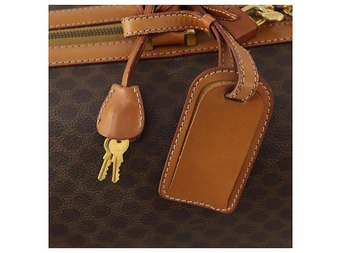 Céline Borsa Boston in tela Macadam CELINE in pelle PVC marrone e oro Auth mr2062 D'oro - vista 9
