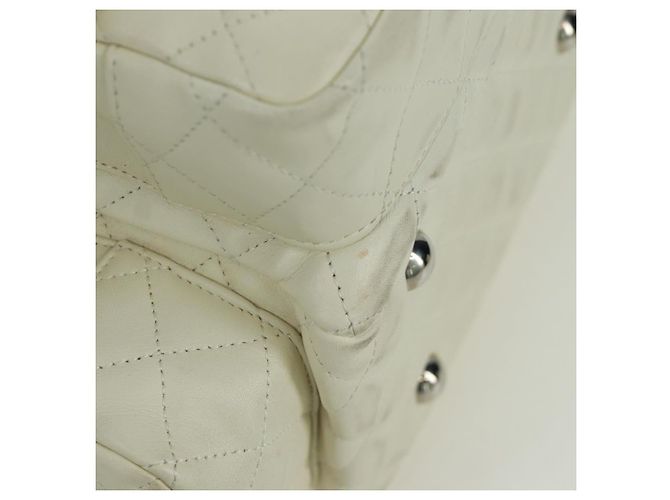 CHANEL Borsa a mano matelassé della linea Cambon in pelle bianca argento CC Auth ARZ785SAM Bianco - vista 16