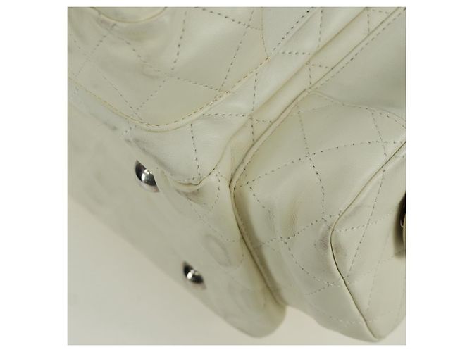 CHANEL Borsa a mano matelassé della linea Cambon in pelle bianca argento CC Auth ARZ785SAM Bianco - vista 17