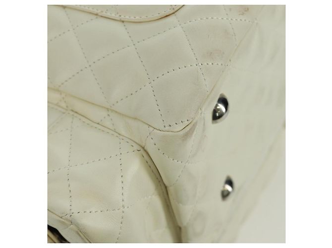 CHANEL Borsa a mano matelassé della linea Cambon in pelle bianca argento CC Auth ARZ785SAM Bianco - vista 18
