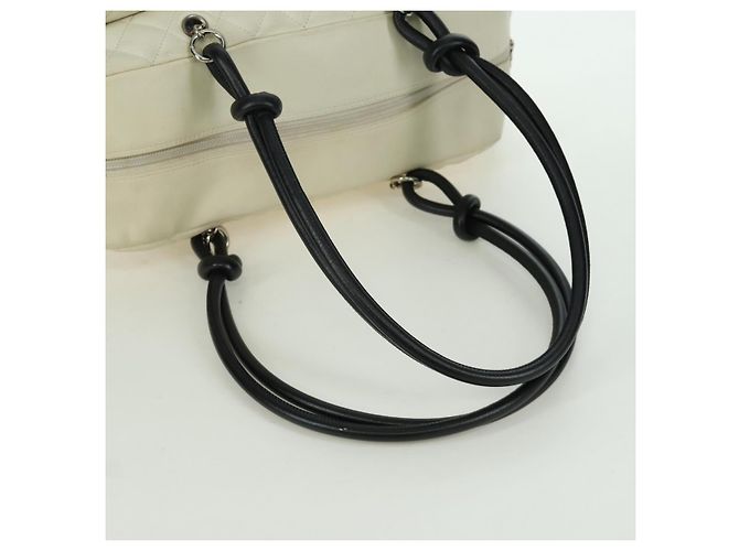 CHANEL Borsa a mano matelassé della linea Cambon in pelle bianca argento CC Auth ARZ785SAM Bianco - vista 9