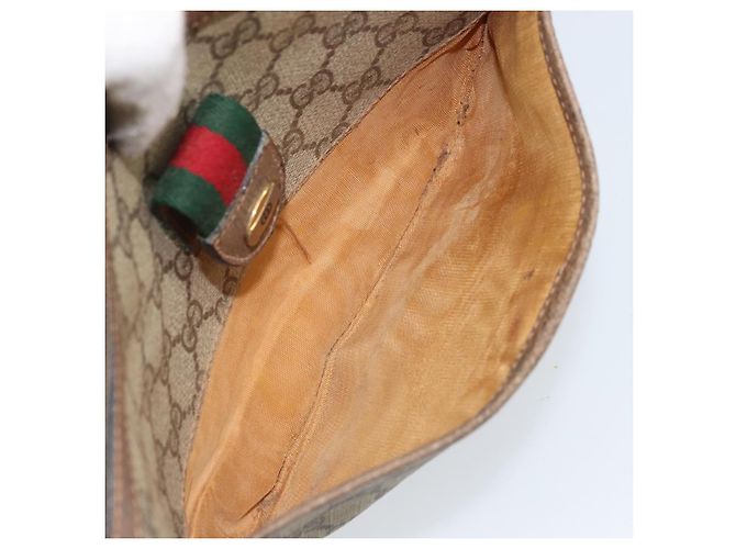 Borsa Sherry Line GG Supreme Web di GUCCI in PVC beige e oro 89 02 032 Auth LNZ714 D'oro - vista 11