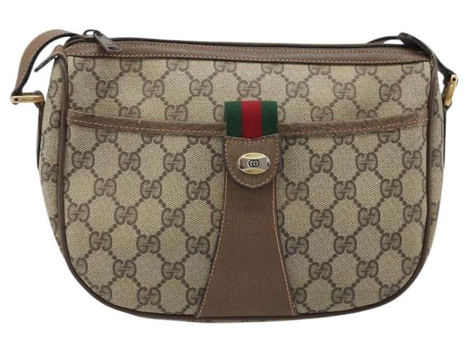 Borsa Sherry Line GG Supreme Web di GUCCI in PVC beige e oro 89 02 032 Auth LNZ714 D'oro - vista 13