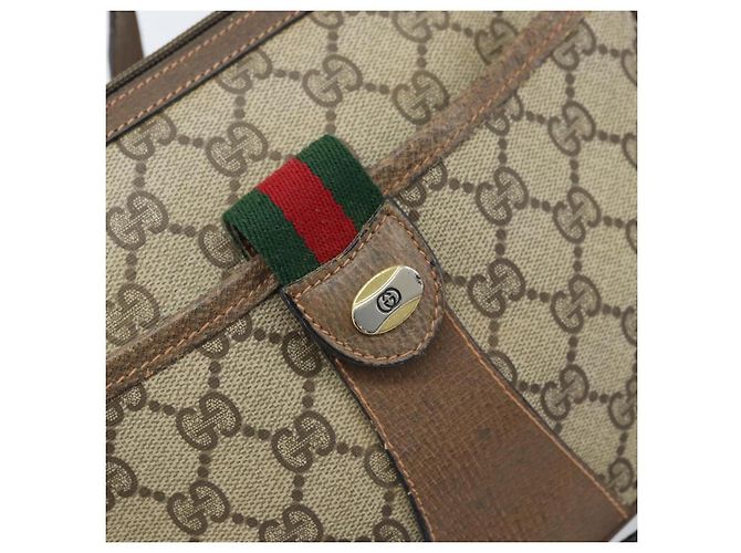 Borsa Sherry Line GG Supreme Web di GUCCI in PVC beige e oro 89 02 032 Auth LNZ714 D'oro - vista 18