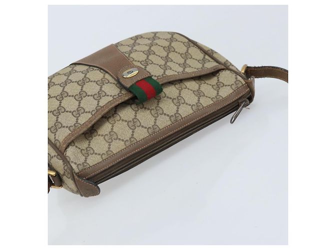 Borsa Sherry Line GG Supreme Web di GUCCI in PVC beige e oro 89 02 032 Auth LNZ714 D'oro - vista 6