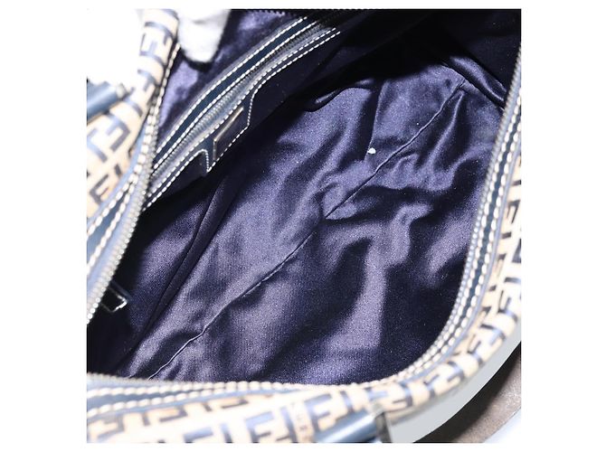 FENDI Zucchino Canvas Tote Bag Navy Silber Auth LNZ696 Marineblau - Ansicht 11