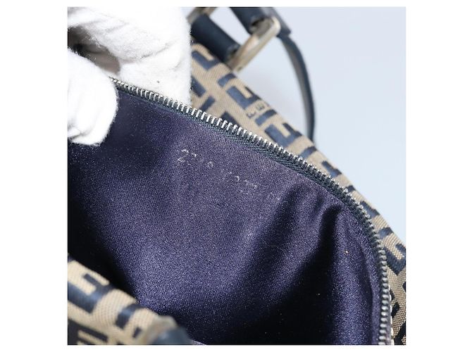 FENDI Zucchino Canvas Tote Bag Navy Silber Auth LNZ696 Marineblau - Ansicht 12