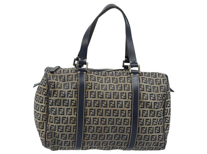 FENDI Zucchino Canvas Tote Bag Navy Silber Auth LNZ696 Marineblau - Ansicht 13