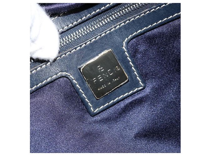 FENDI Zucchino Canvas Tote Bag Navy Silber Auth LNZ696 Marineblau - Ansicht 18