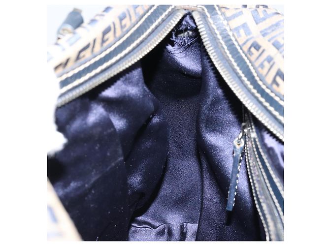 FENDI Zucchino Canvas Tote Bag Navy Silber Auth LNZ696 Marineblau - Ansicht 20