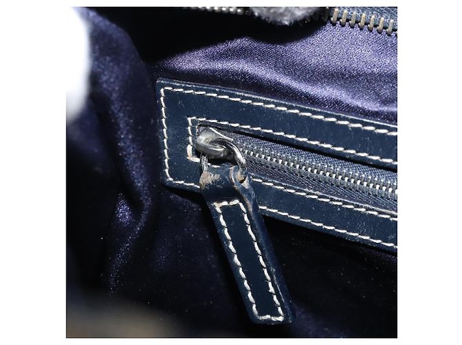 FENDI Zucchino Canvas Tote Bag Navy Silber Auth LNZ696 Marineblau - Ansicht 21