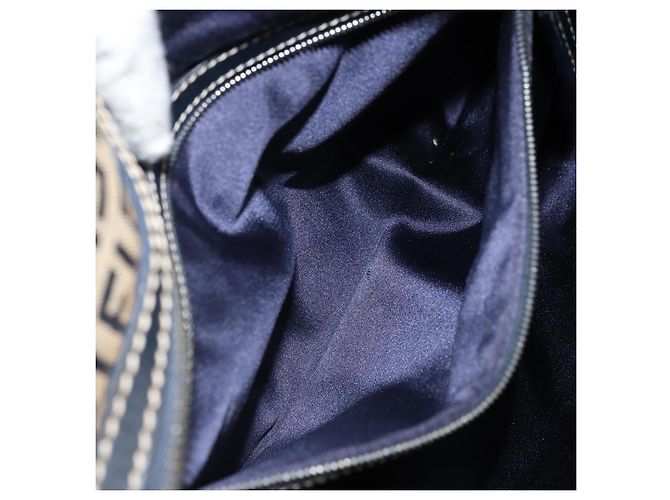 FENDI Zucchino Canvas Tote Bag Navy Silber Auth LNZ696 Marineblau - Ansicht 22