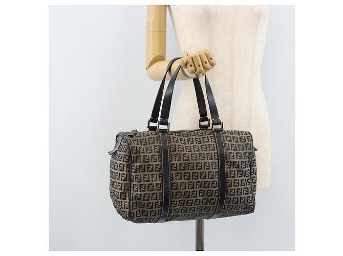 FENDI Zucchino Canvas Tote Bag Navy Silber Auth LNZ696 Marineblau - Ansicht 23