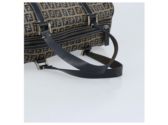 FENDI Zucchino Canvas Tote Bag Navy Silber Auth LNZ696 Marineblau - Ansicht 7