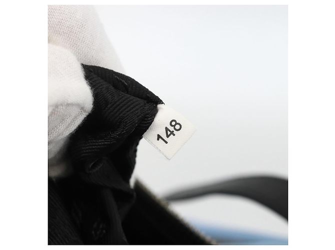 PRADA Tote Bag aus Nylon und Leder hellblau silber authentisch am11000 - Ansicht 12