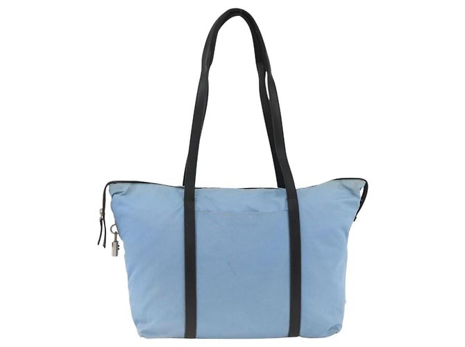 PRADA Tote Bag aus Nylon und Leder hellblau silber authentisch am11000 - Ansicht 13