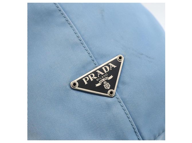 PRADA Tote Bag aus Nylon und Leder hellblau silber authentisch am11000 - Ansicht 18