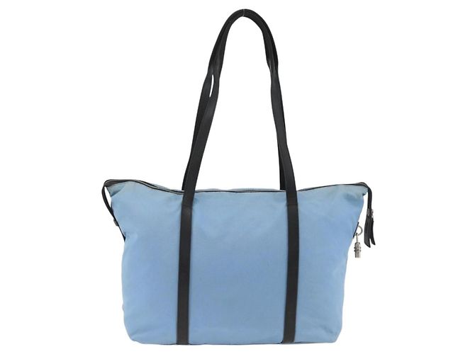 PRADA Tote Bag aus Nylon und Leder hellblau silber authentisch am11000 - Ansicht 2