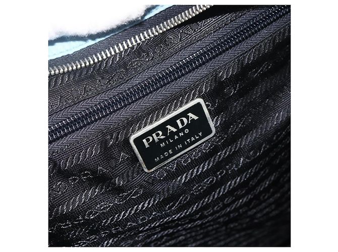 PRADA Tote Bag aus Nylon und Leder hellblau silber authentisch am11000 - Ansicht 20