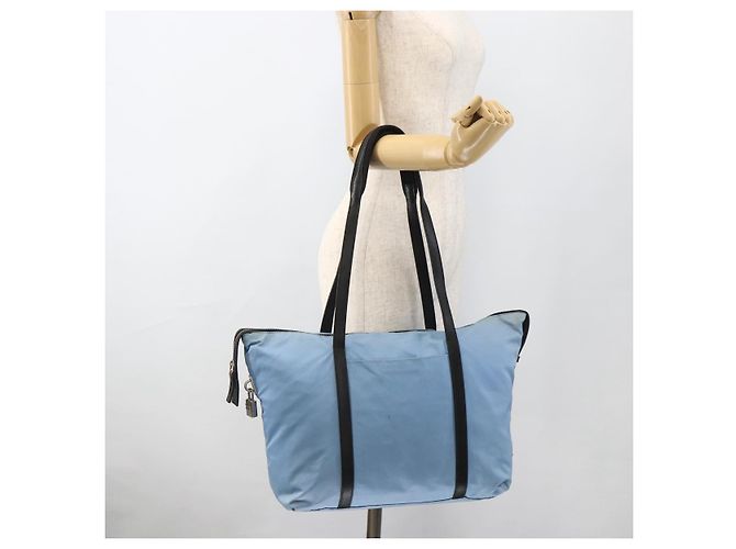 PRADA Tote Bag aus Nylon und Leder hellblau silber authentisch am11000 - Ansicht 25