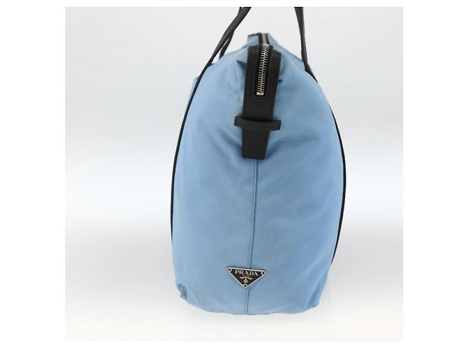 PRADA Tote Bag aus Nylon und Leder hellblau silber authentisch am11000 - Ansicht 4