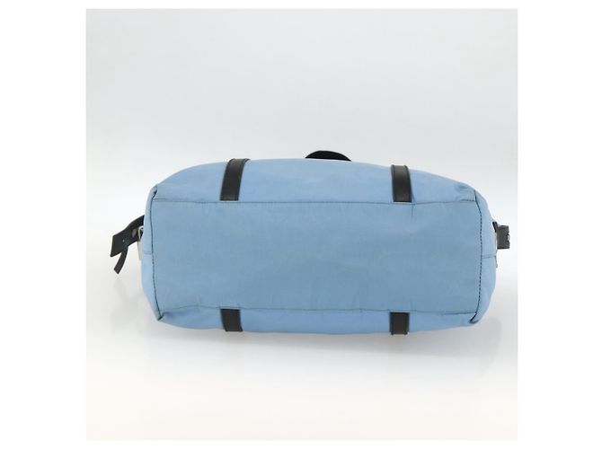 PRADA Tote Bag aus Nylon und Leder hellblau silber authentisch am11000 - Ansicht 5