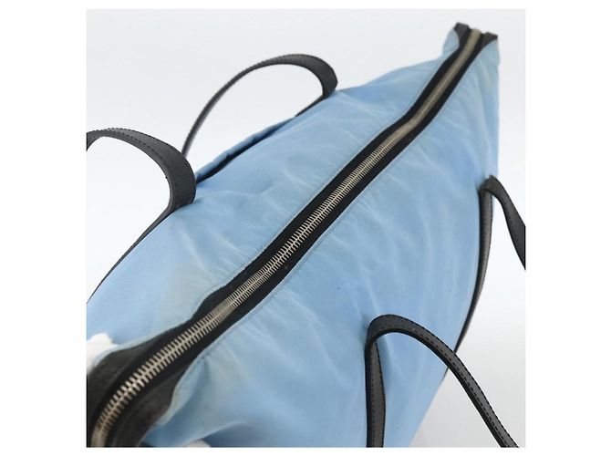 PRADA Tote Bag aus Nylon und Leder hellblau silber authentisch am11000 - Ansicht 6