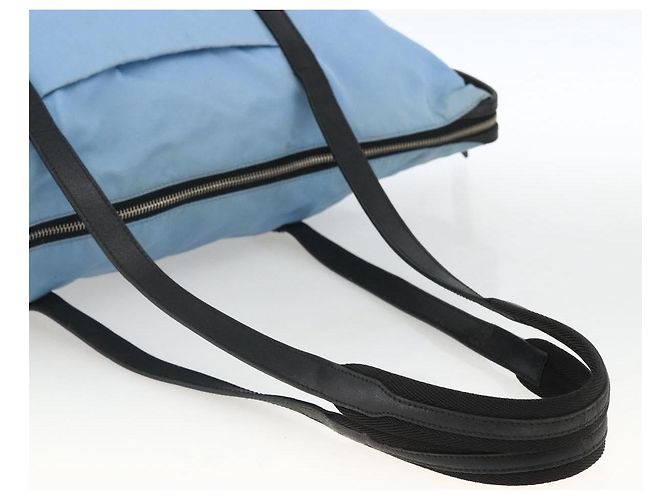 PRADA Tote Bag aus Nylon und Leder hellblau silber authentisch am11000 - Ansicht 7