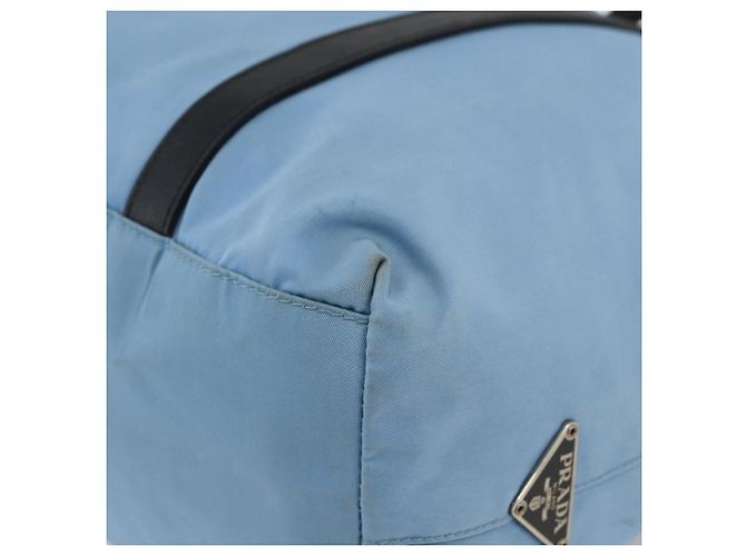 PRADA Tote Bag aus Nylon und Leder hellblau silber authentisch am11000 - Ansicht 8