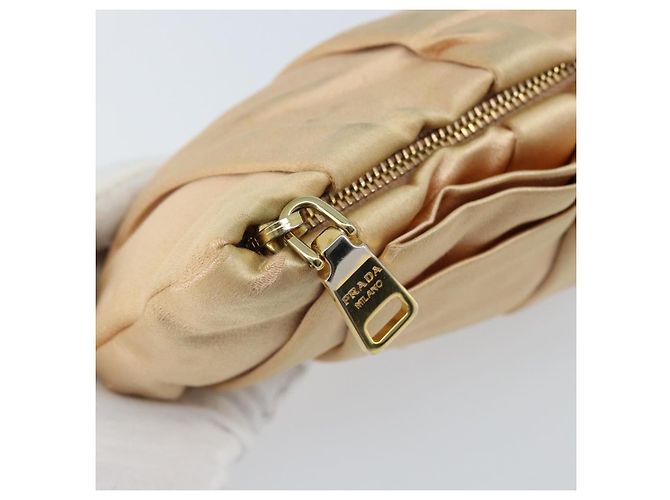 Ribbon PRADA Satinbeutel Beige Gold Auth BSZ565 Golden - Ansicht 10