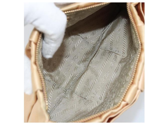 Ribbon PRADA Satinbeutel Beige Gold Auth BSZ565 Golden - Ansicht 11