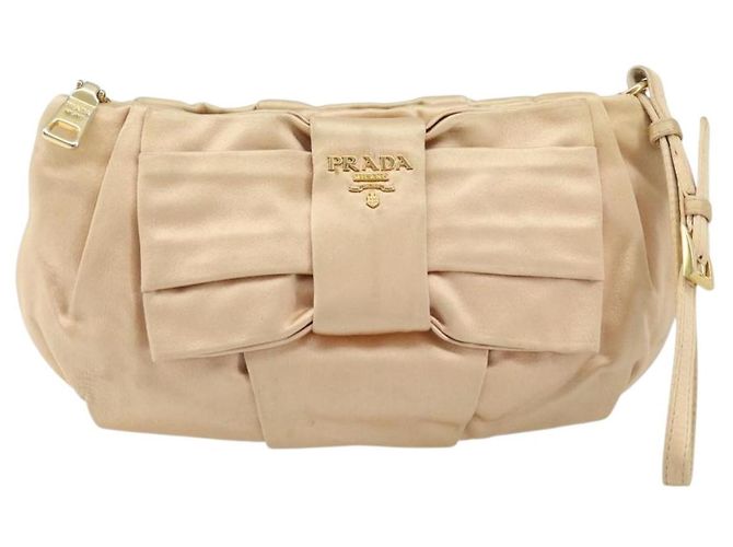 Ribbon PRADA Satinbeutel Beige Gold Auth BSZ565 Golden - Ansicht 13