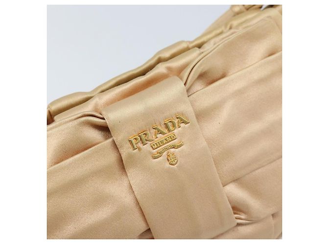 Ribbon PRADA Satinbeutel Beige Gold Auth BSZ565 Golden - Ansicht 17