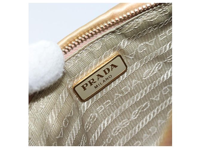 Ribbon PRADA Satinbeutel Beige Gold Auth BSZ565 Golden - Ansicht 18