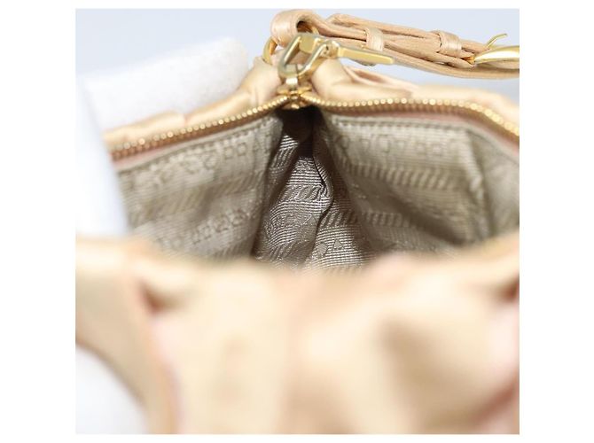 Ribbon PRADA Satinbeutel Beige Gold Auth BSZ565 Golden - Ansicht 19