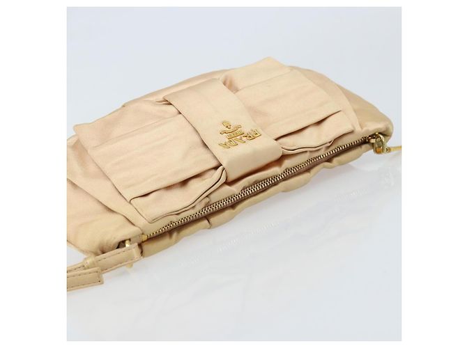 Ribbon PRADA Satinbeutel Beige Gold Auth BSZ565 Golden - Ansicht 5