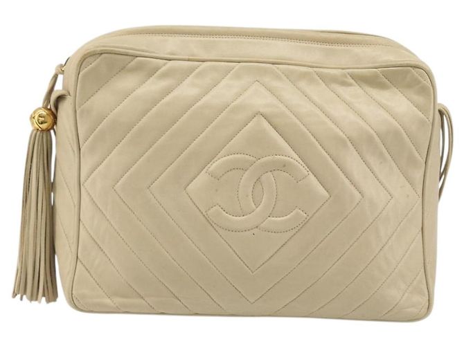 Borsa a Spalla CHANEL in Pelle di Pecora Beige Oro CC Auth BA11562A D'oro - vista 13