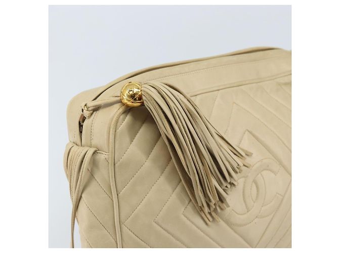 Borsa a Spalla CHANEL in Pelle di Pecora Beige Oro CC Auth BA11562A D'oro - vista 17