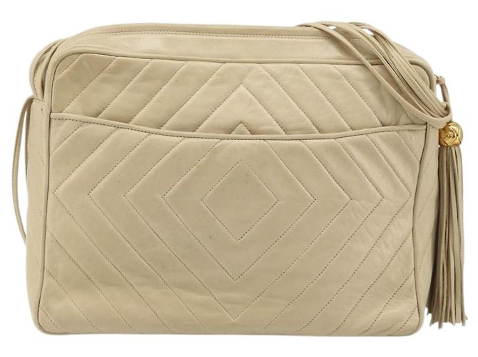 Borsa a Spalla CHANEL in Pelle di Pecora Beige Oro CC Auth BA11562A D'oro - vista 2